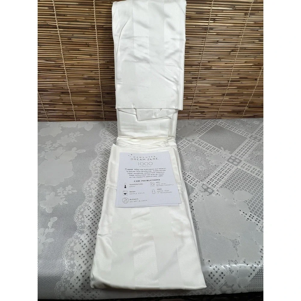 Wamsutta Dream Zone 2 Pillowcases 1000 Thread Count Pima Cotton StripeWHITE KING